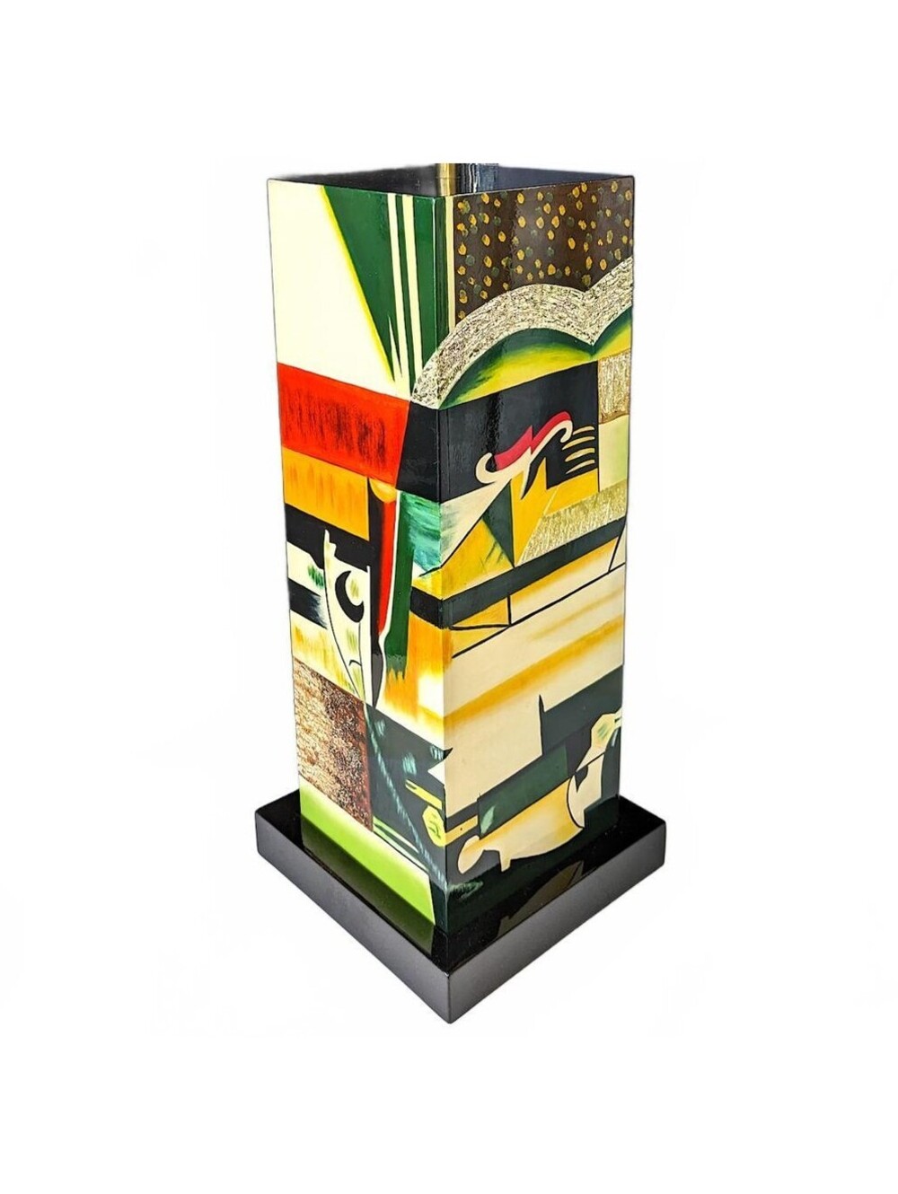 Floor Lamp Hand-Painted 25" | Cubist Modernist MCM Pedestal